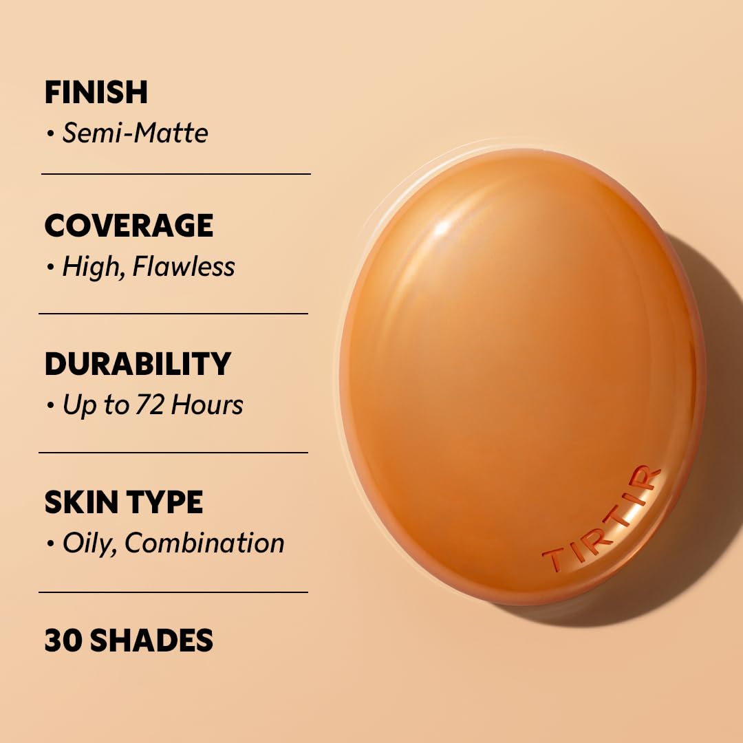 [*Mini Size*] TIRTIR Mask Fit Ai Filter Cushion Foundation | AI-Like Semi-Matte Finish - Up to 72-Hour Medium to Full Coverage Korean BB Cushion Make up Beauty, #10C Shell, 0.15 Fl Oz