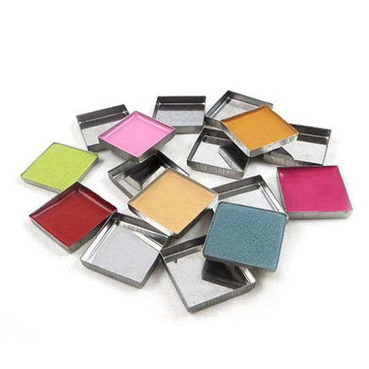30 Pieces Empty Square Metal Tin Palette Pans Empty Square Metal Pans Cosmetic Eyeshadow Pans for Eyeshadow Palette Magnetic Makeup Palette, 26mm Wide 3.5mm Height