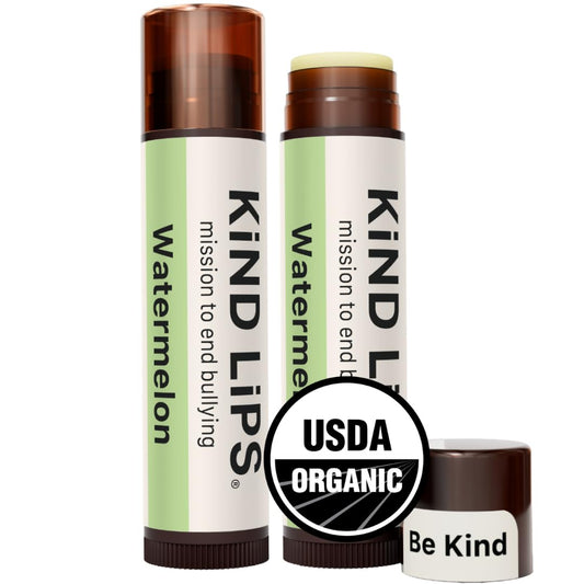 Kind Lips Watermelon Lip Balm 2-Pack - USDA Organic, Natural Chapstick Alternative for Dry Lips | Gluten-Free, Cruelty-Free