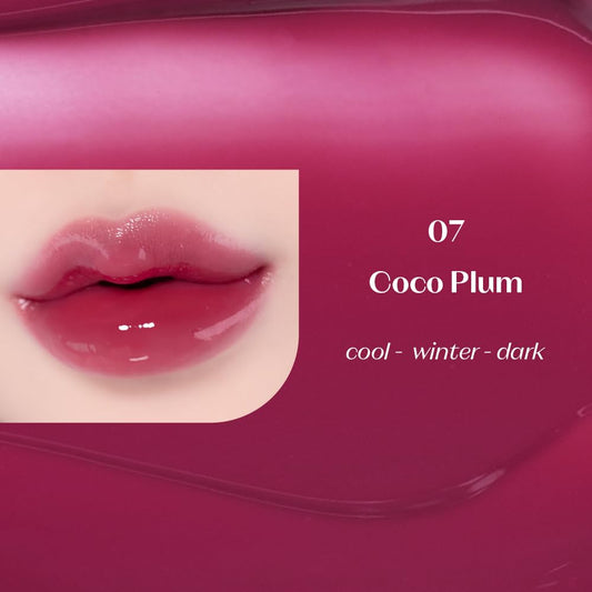 ETUDE Over Glowy Lip Stain Tint #7 Coco Plum | Non-Sticky Vegan Lip Tint | Moisturized & Long-lasting Lip Gloss | Daily Lippies for Dry Lips | K-beauty