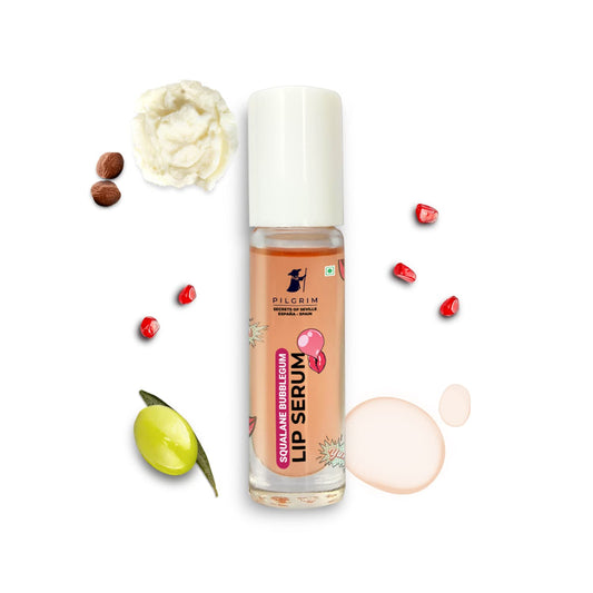 Pilgrim Squalane Bubblegum Lip Serum | Enriched with Shea Butter & Pomegranate Extract | Hydrating Lip Plumper Serum | Repairs Cracked Lips | Reveals Soft & Glossy Lips | 0.20 Fl Oz/6ml