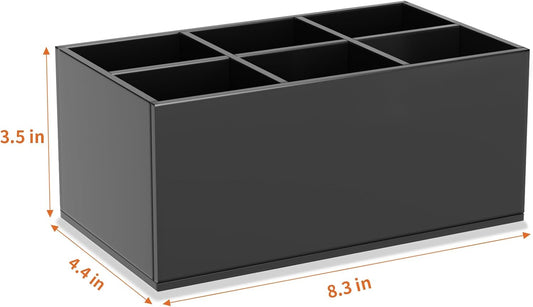 HIIMIEI Black Makeup Brush Holder Organizer Acrylic 6-Slots Cosmetic Brushes Storage Organizer for Vanity Countertop