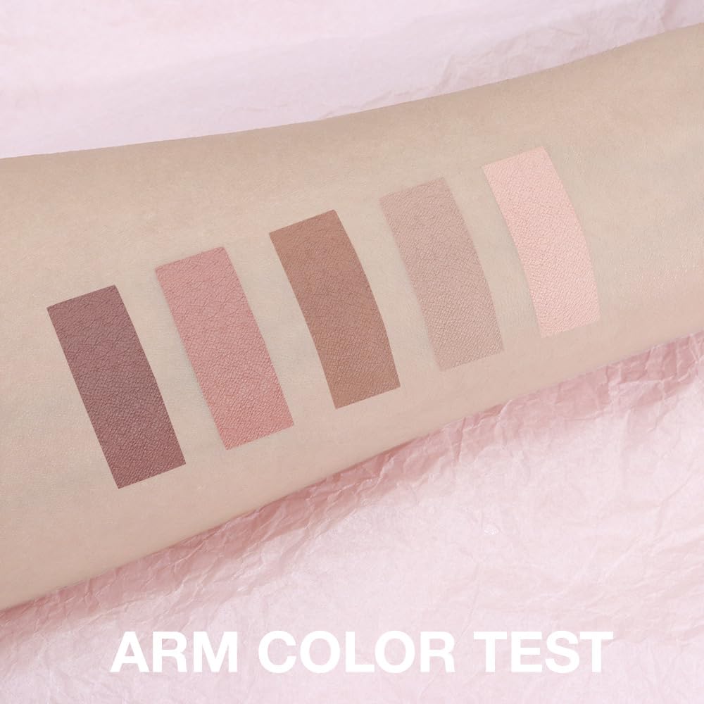 5 Colors Matte Eyeshadow Makeup Palette, 5 Natural Nude Brown Light Brown Cool-Toned Eyeshadow, Looks for Brown Eyes Women Finish Long Wearing Waterproof Professional Eye Makeup 02#