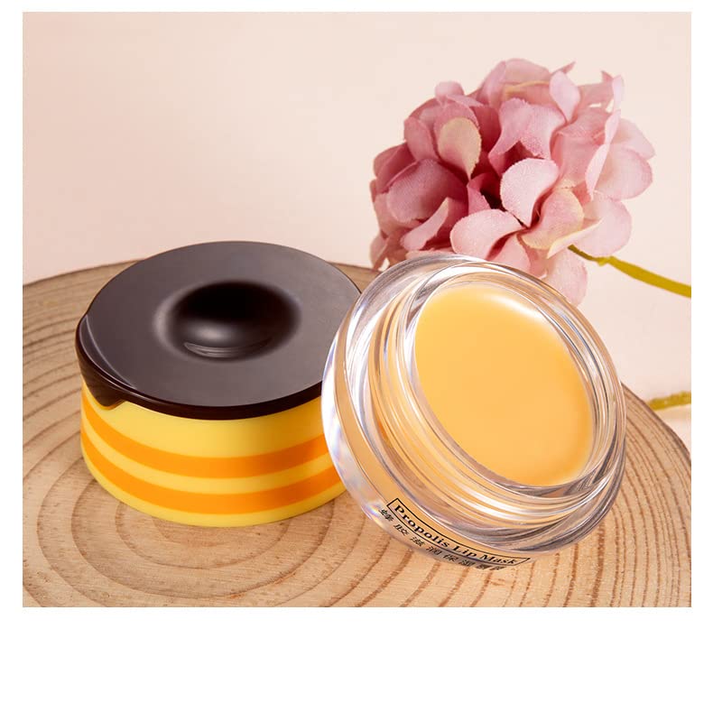 4 Pcs Lip Balm Honey Pot, Honey Moisturizing Lip Mask Reduces Lip Lines,Prevention Dry and Cracked Lip Scrubs Exfoliator.