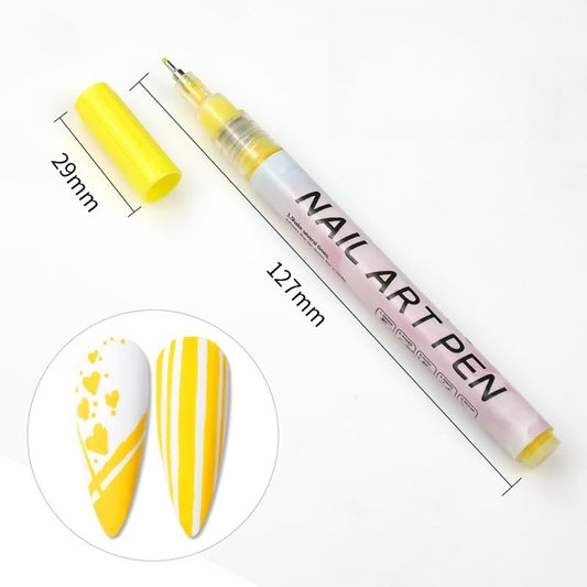 Nail Polish Pen, 1 PCS Nail Art Pen, Nail Pencil, DIY Drawing Painting Pen, for Nails DIY (Yellow 0.5mm)