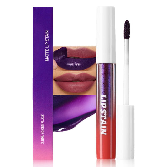 evpct Deep Mauve Red Peel Off Lip Stain Tints, Matte Liquid Lipstick Lip Stain Long Lasting Waterproof for Women, Non-stick Cup Lipstick Peel Off Highly Pigmented Not Faded Smudge-proof Easy to Apply