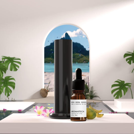 AromaTech Bora Bora Serenity Aroma Essential Oil Blend: Luxury Hotel Inspired Aromatherapy with Tropical Fruit, Frangipani & Coconut for Ultrasonic Diffusers & Nebulizers - 0.3 fl oz, 10 mL