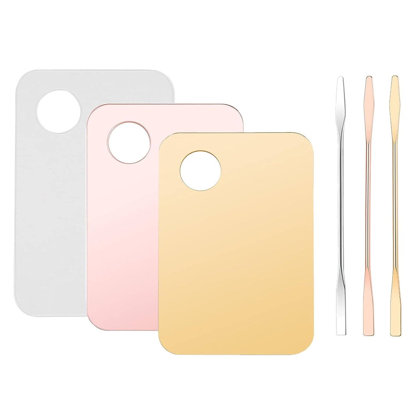 6 Pcs Acrylic Cosmetic Makeup Palette Tray Foundation Spatula Makeup Mixing Palette Apply for Foundation Eye Shadow Lipsticks Nail Art Beauty Salon