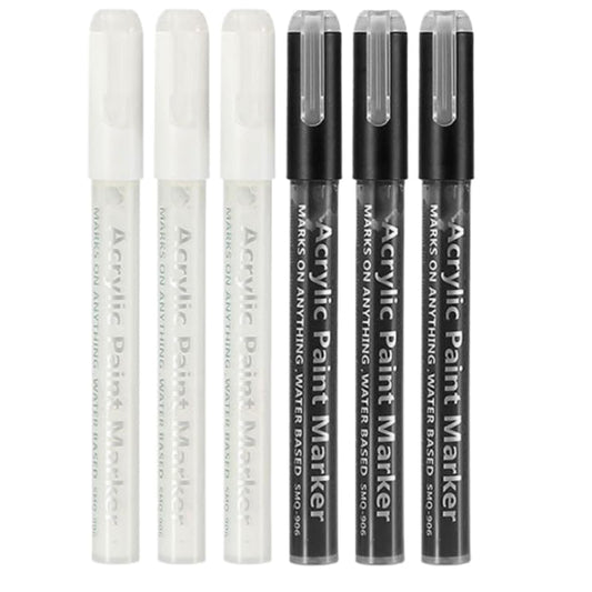 Nail Polish Pens Set, Nail Art Pens, Nail Pencil, DIY Drawing Painting Pen, for Nails DIY (3 black+3 White)