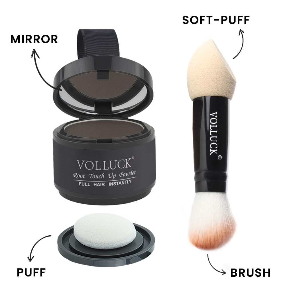 Root Touch Up Powder, Instantly Gray Root Cover Up Hairline Powder, Hair Concealer for Women and Men (A-Dark Brown, 2PC)