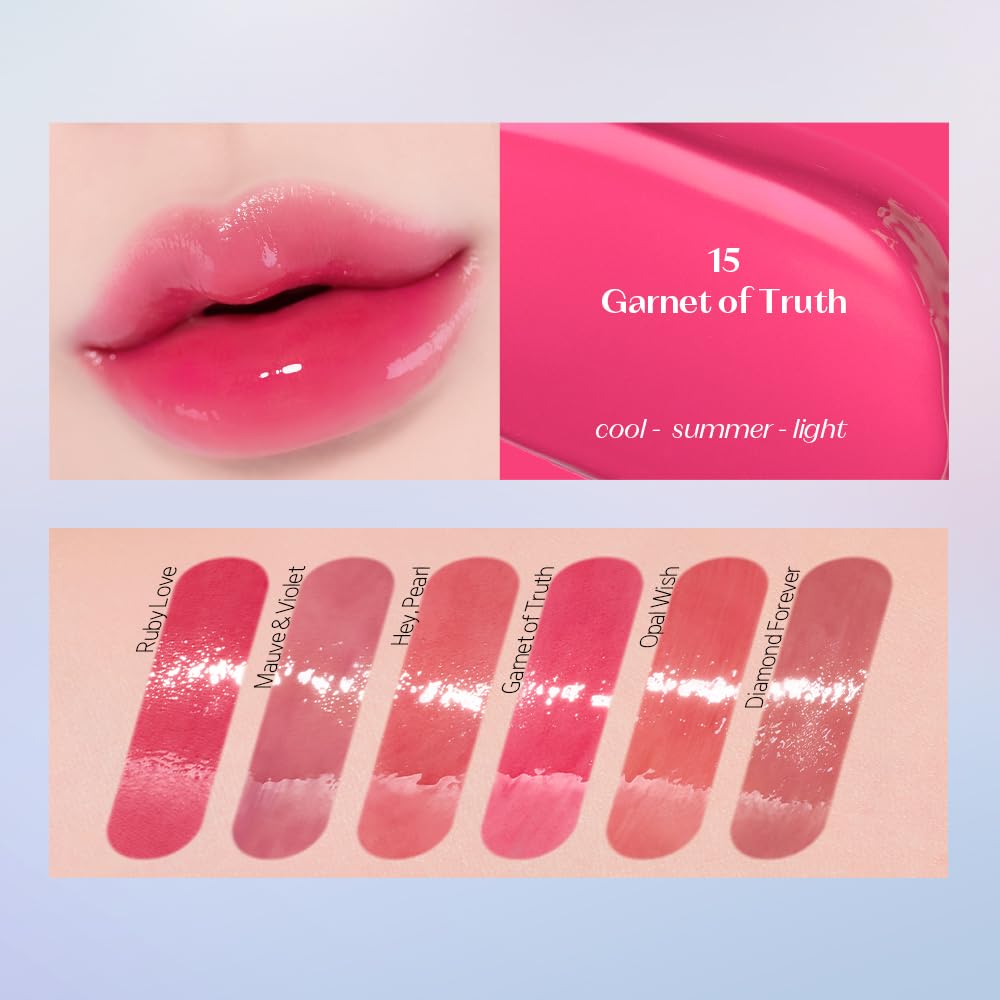 ETUDE Over Glowy Lip Stain Tint #15 Garnet of Truth | Non-Sticky Vegan Lip Tint | Moisturized & Long-lasting Lip Gloss | Daily Tint for Dry Lips, Korean Makeup