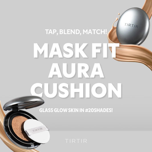 [*Mini Size*] TIRTIR Aura Glow Silver Cushion | Korean Cushion Foundation, (#21C Cool Ivory, 0.15 Fl Oz)