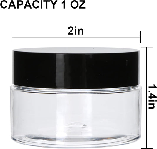 20 Pack 1oz Plastic Containers with Lids, Jars with Lids, Great for storing,lip balms, creams, ointments, cosmetics, samples