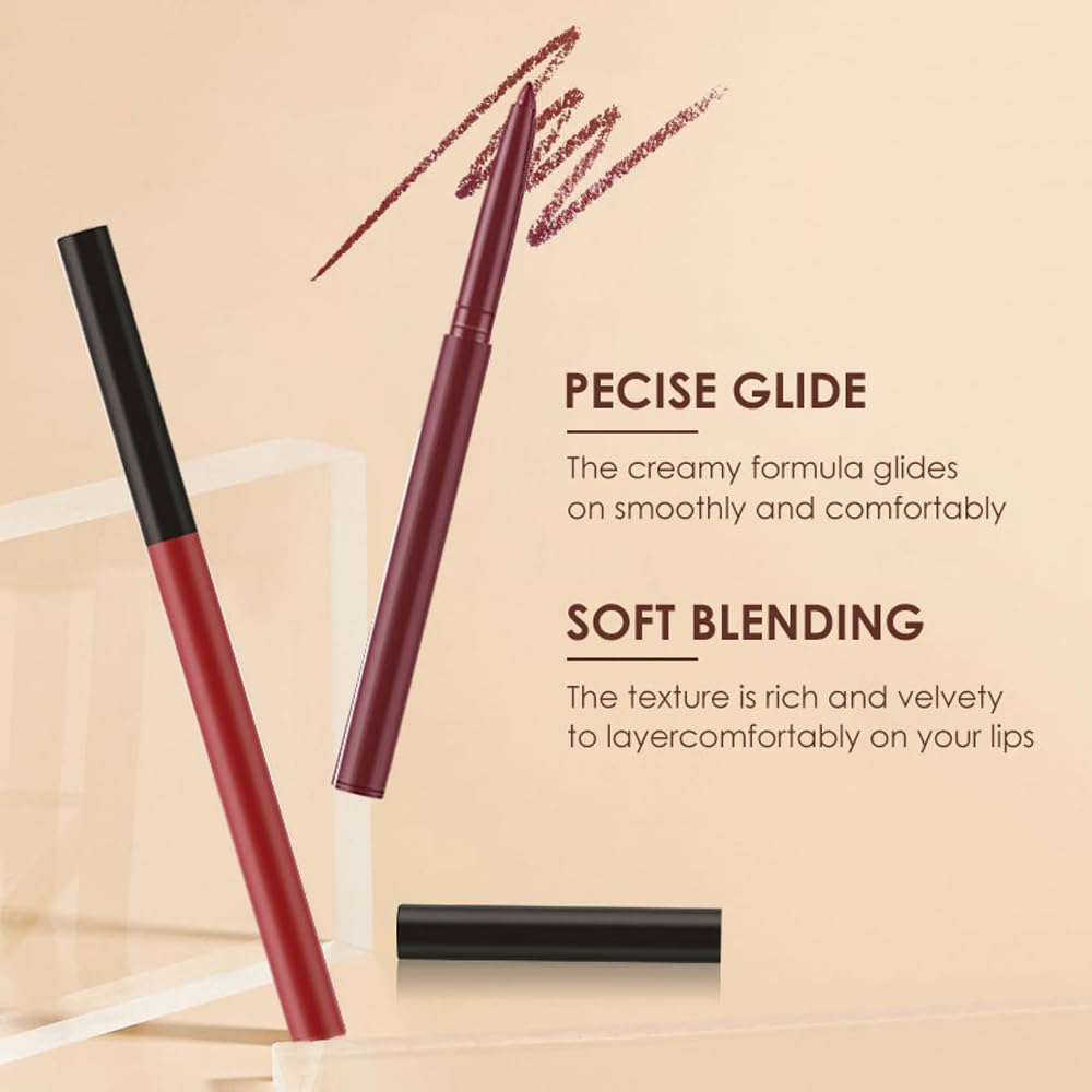 BestLand 6Pcs Matte Liquid Lipstick + Lip Liner Pens Set, One Step Lips Makeup Kits Pigment Velvety Nude Lip Stain Waterproof Long Wear Lip Gloss Make up Gift Set (Pure Romance Bundle)