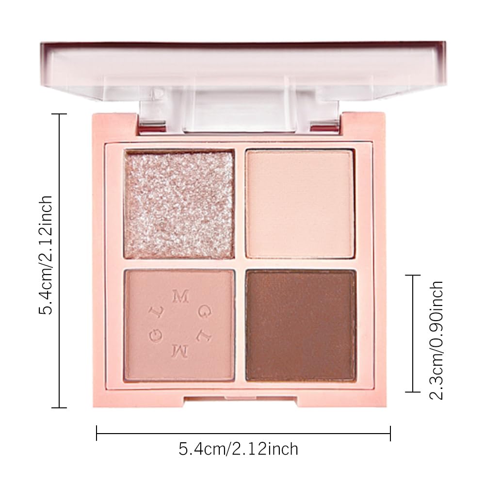 4Colors Eyeshadow Makeup Palette,Rose Gold Brown Natural Neutral Powde Eye Shadow Palette for Older Women,Long Lasting Naturing-Looking,Lightweight,Waterproof,Eye Makeup Kit Travel Size