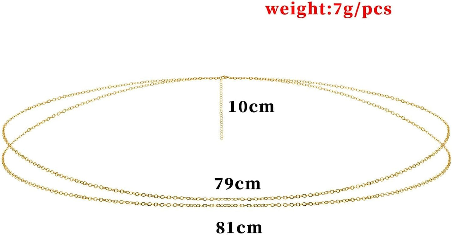 Boho Waist Chain Gold Belly Body Chain Summer Bikini Waist Chain Beach Body Jewelry for Women and Girls