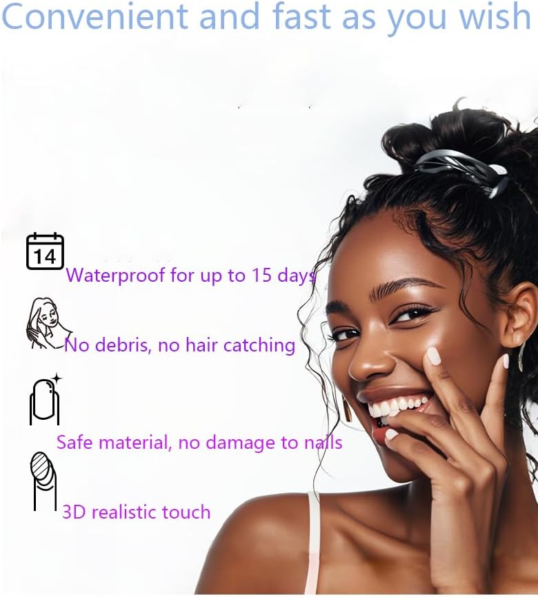 Semi Cured Gel Nail Strips with Heart/Love Designs Gel nail stickers Purple Glitter Nail strips stickers Salon Quality & Easy to Use 20 Pcs for Women