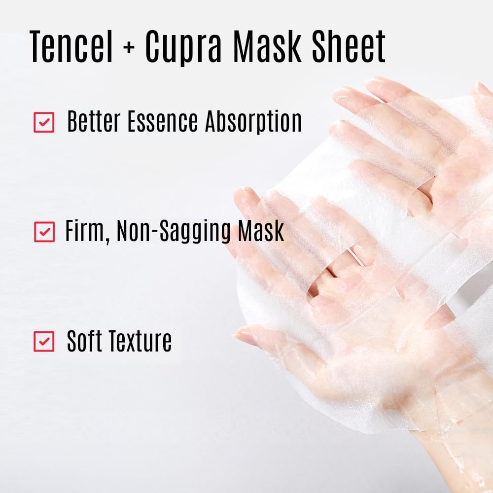 Leaders Mediu Amino Brightening & Clearing Facial Sheet Mask | Vitamin C, Lotus Extract for Acne Scars, Hyperpigmentation, Dark Spots, Even Skin Tone (10 Sheets)