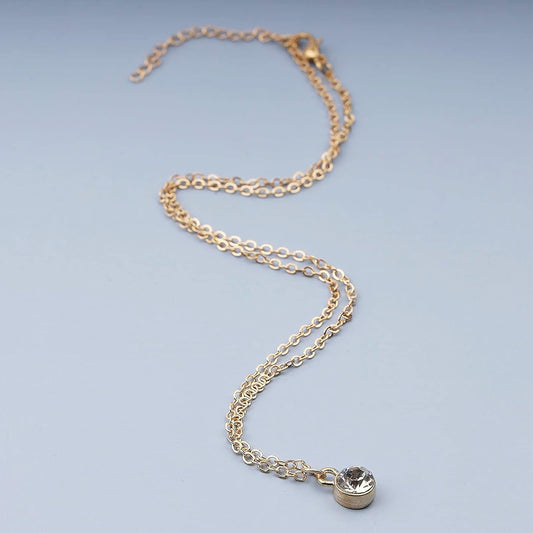 Tiny Rhinestone Pendant Necklace Gold Diamond Choker Necklace Solitaire Diamond Necklace Floating Crystal Necklace Chain Bridesmaid Gifts for Women and Girls