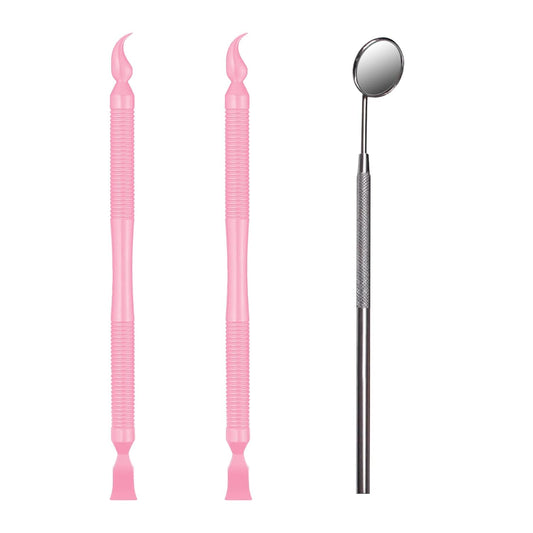 Libeauty Pink Eyelash Lift Tool, Lash Extension Supplies Metal Makeup Mirror, Lash Lifting Applicator Brush Needle for Salon or Home Use
