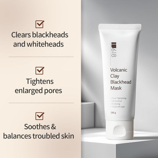 1.618 Korean Clay Mask with Bentonite & Kaolin – Blackhead Remover & Pore Detox Mud for Sensitive, Oily Skin – Deep Cleansing Face Treatment | 4.23 oz
