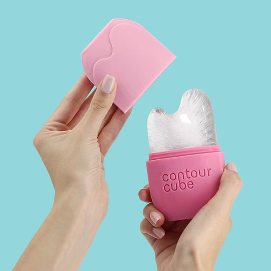 Contour Gua Cube - Gua Sha Face Massage Tool - Ice Roller for Sculpting, De-Puffing & Lymphatic Drainage - Face Ice Roller & Massager - Compact Skin Care Tools for Daily Skincare & Travel - Pink