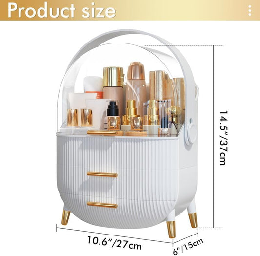 Makeup Organizer Skincare Organizers - Cosmetic Display Cases with Transparent Cover, SkinCare Organizers for Bathroom Countertop, Bedroom Vanity Desk, Lipstick Organizer, White