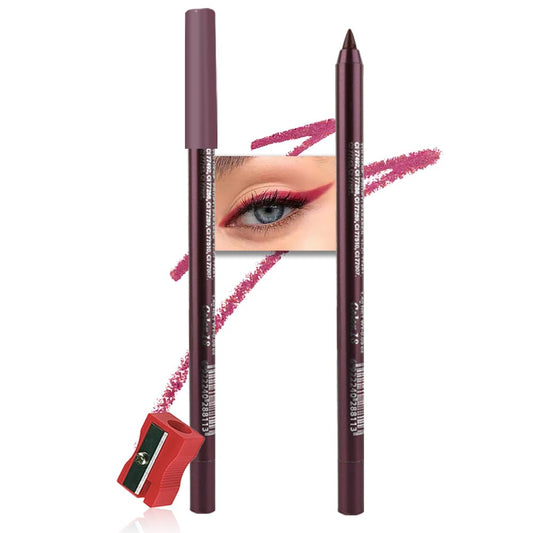evpct Plum Maroon Red Eyeliner Pencils for Eyes, Plum Maroon Red Colored Eye Liner Pencil Pen Waterproof Smudge Proof, Colored Gel Waterline Eyeliner Pencil, Face Eye Paint Stick Halloween Makeup 18