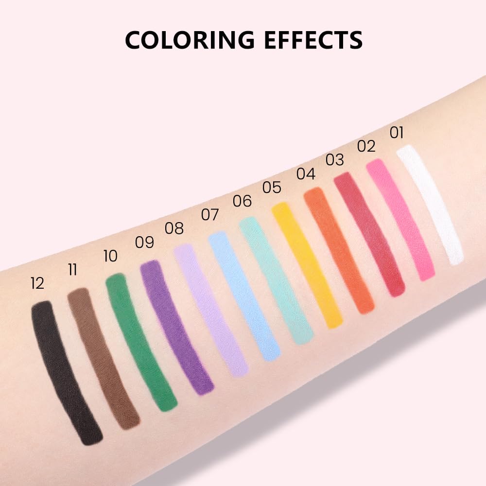 evpct White Eyeliner Pencils for Eyes, Bright White Nude Under Eye Liner Pencil Makeup Waterproof Smudge Proof, Colored Gel Waterline Eyeliner Liquid, Face Eye Paint Stick Lipstick Halloween Makeup 01