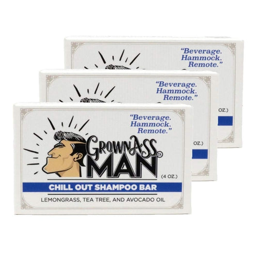 Solid Shampoo Bar Rich Lather 3 in 1: Hair, Beard & Body Wash - Plastic Free & Eco-Friendly, Natural & Organic Clean for All Hair Types, 4oz Bar (Chill Out, 3-Pack)