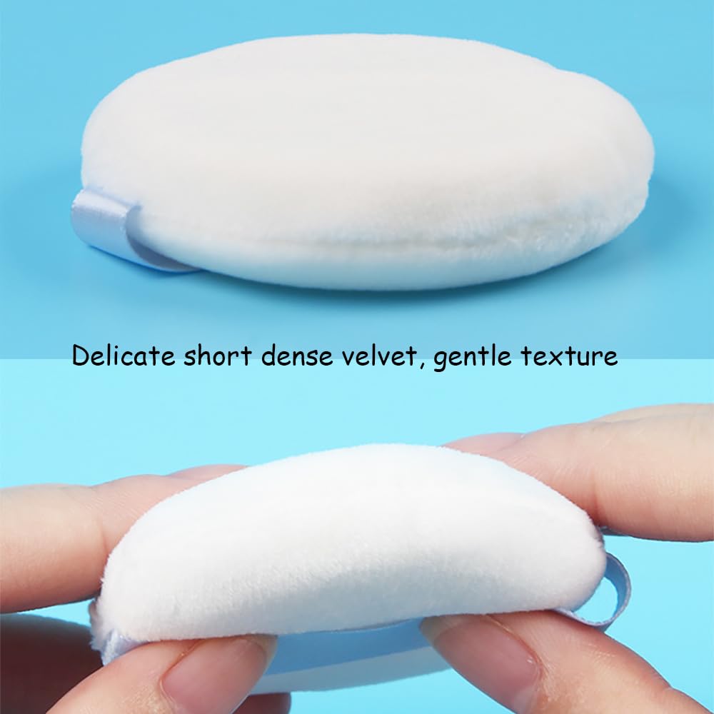 Ultra Soft Powder Puff and Container 3.3" High Density Velvet Dusting Washable Reusable Powder Puff,Body Powder Puff and Glass Jar Holder Loose Powder Box with Puff for Face Makeup(Gray)