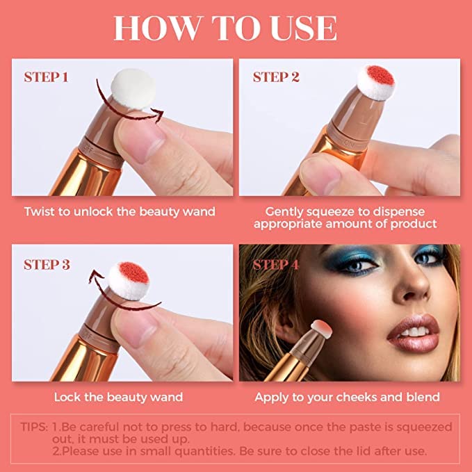Blush Dreams Contour Beauty Wand, Liquid Face Concealer Contouring Stick with Cushion Applicator, Long Lasting Smooth Natural Matte Finish, Lightweight Blendable Super Silky Cream Contour Stick (Rose Gold Highlighter (H2))