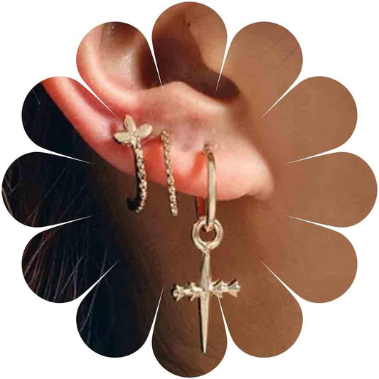 Boho Star Moon Chain Cuff Earrings Silver Star Long Drop Earrings Moon Ear Cuff Wrap Earrings Cartilage Helix Chain Earrings Jewelry for Women