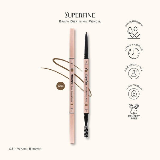Beauty Superfine Micro Brow Pencil – 1.5mm Ultra-Fine Tip, Waterproof, Vegan Formula, 6 Shades – Long-Lasting Natural Eyebrow Pencil (03 - Warm Brown, 0.08G/0.002 FL.OZ（pack of 1）)