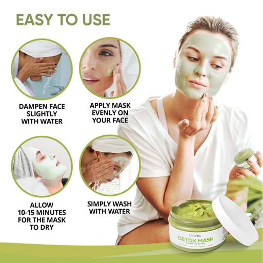Teami Detox Face Mask for Hydraiting, Moisturizing & Purifying, Blackhead Remover Green Tea Deep Cleanse Mask reduces Acne & oil, Pore Minimizer Clay Mask for All Skin Types, Stick Mask Alternative