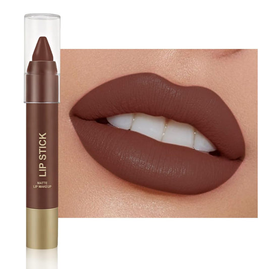 Matte Lipstick Crayon for Women, Maroon 24 Hour Lipstick Lip Liner Pencil, Neutral Lip Stick Lipliner Long Lasting Waterproof Smudge Proof, Vegan & Cruelty-Free, 04