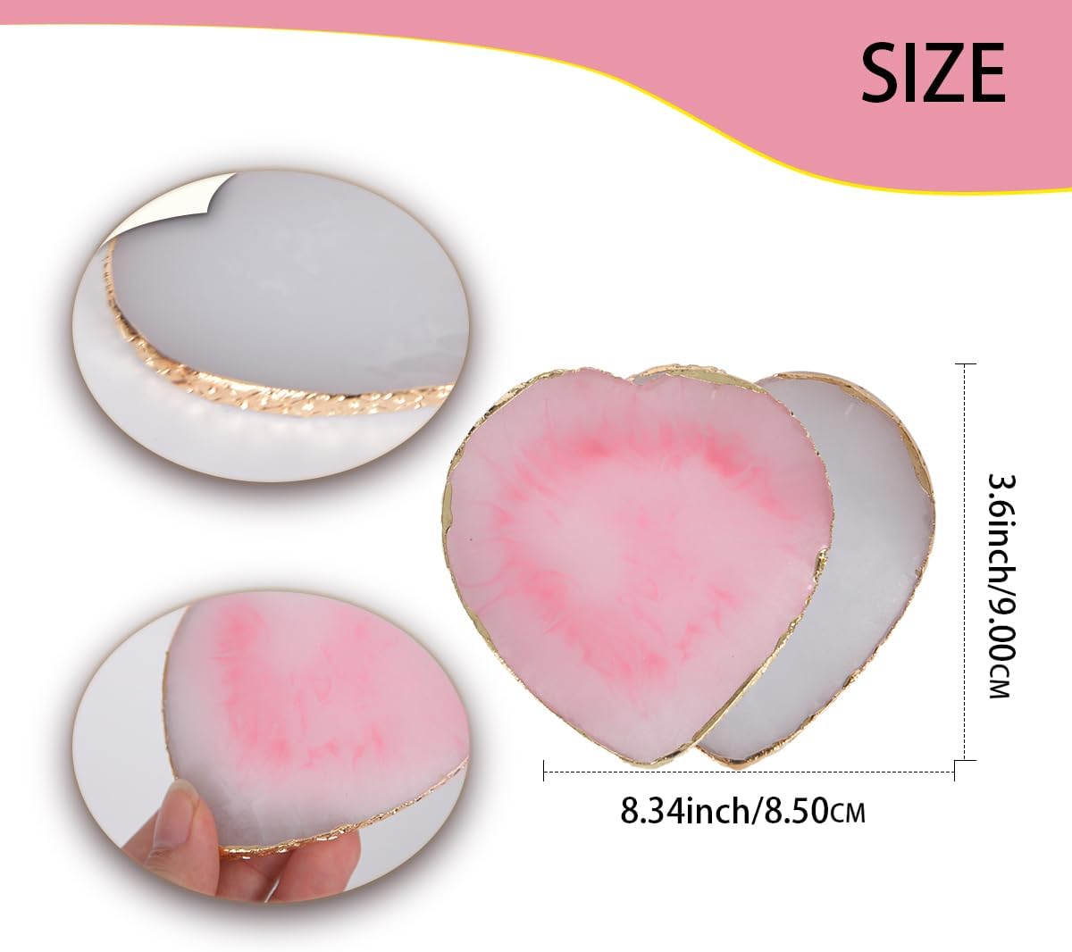 Nail Polish Palette, 2Pcs Resin Nail Art Palette, Nail Painting Mixed Color Palettes, Gold Edge Makeup Mixing Tray, Nail Supplies For Nail Techs, Nail Art Display Board(Love)