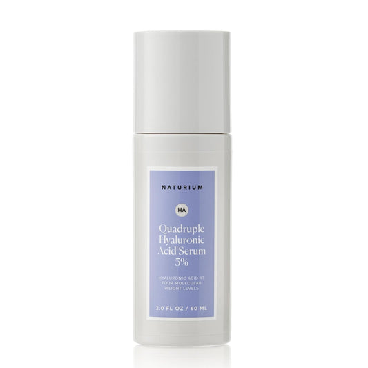 Naturium Quadruple Hyaluronic Acid Serum 5% Jumbo, Hydrating & Plumping Face Serum, Anti-Aging & Moisturizing Skin Care, Fragrance-Free, 2 oz