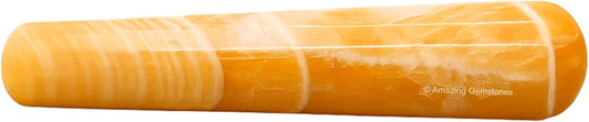 Yellow Calcite Crystal Wand Massage Stick - Pelvic Wand Gua Sha for Adults - Crystals and Healing Stones Massage Wands for Adults Gifts (Smooth)