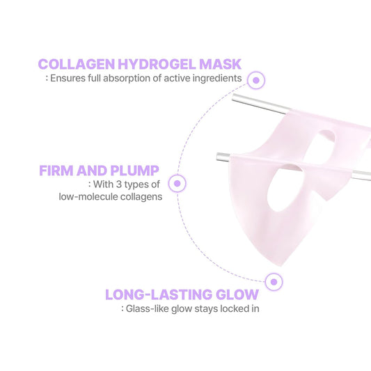Cell Fusion C Glass Skin Collagen Mask, 1.23 oz. x 5 Sheets, Overnight Hydrogel Mask with Triple Collagen, Hydrating and Plumping, Korean Skincare