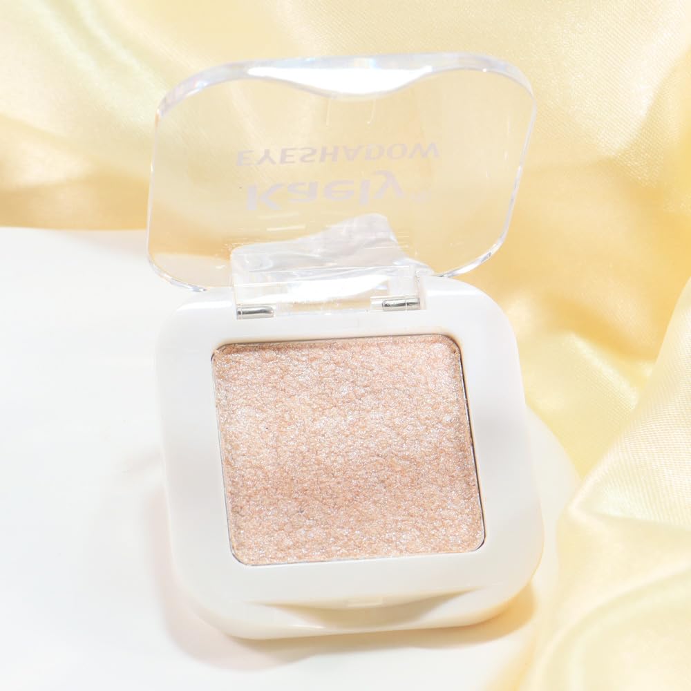 White Pearl Glitter Single Eyeshadow Palette - Single Shimmer Eye Shadow in Pearl White, Natural Highly Pigmented, Blendable Monochrome Powder Eye Shadow, Eyeshadow Palette Gift for Girls Women