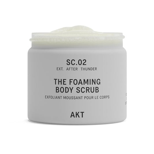 AKT The Foaming Body Scrub 8.4 Fl Oz, Skin Exfoliator, Body Scrub with Rice & Sugar, Papaya & Nourishing Oils, Natural Exfoliating Sugar Scrub with Vitamin E, Dead Skin Remover for Body