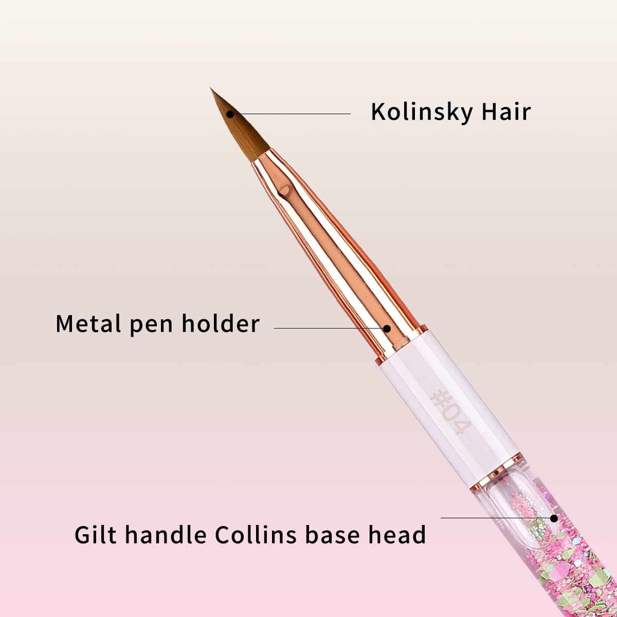 Acrylic Nail Brush Size 4,KEMEISI 100% Pure Kolinsky Nail Art Brushes Sturdy Handle Oval Shaped Acrylic Powder Nail Design Tools for Professional Manicure DIY Home Salon (White)