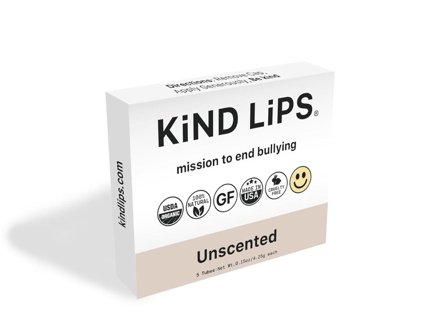 Kind Lips Lip Balm - Nourishing & Moisturizing Lip Care | for Dry Chapped Lips | Infused with Shea Butter & Beeswax | Unscented | 0.15 Ounce (Pack of 5)