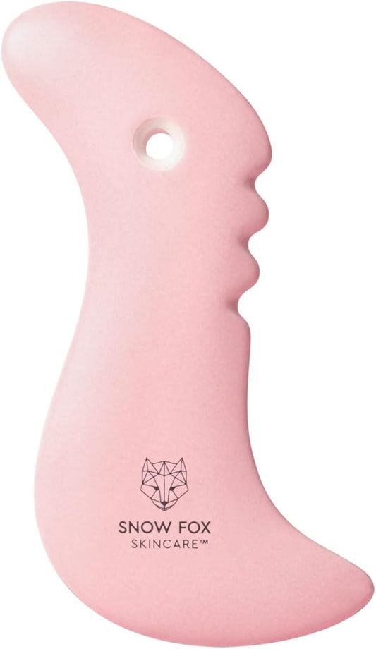 Snow Fox Porcelain Facial Gua Sha Tool | Sculpting Massager for Face Contouring, Lymphatic Drainage & Jawline Shaping | Acupressure Therapy Device | Reflexology Face Care (Blossom Pink)