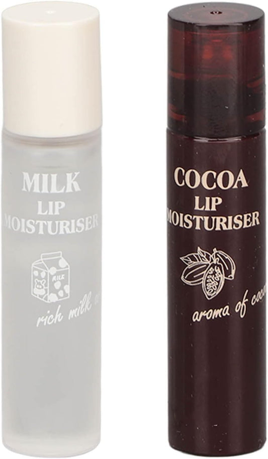 Hydrating Oil, 2pcs Roll On Hydrating Lip Gloss, 5ml Moisturizing Lip Balm Cocoa Bean Milk Lip Oil Hydrating Nourishing Day Night Repair