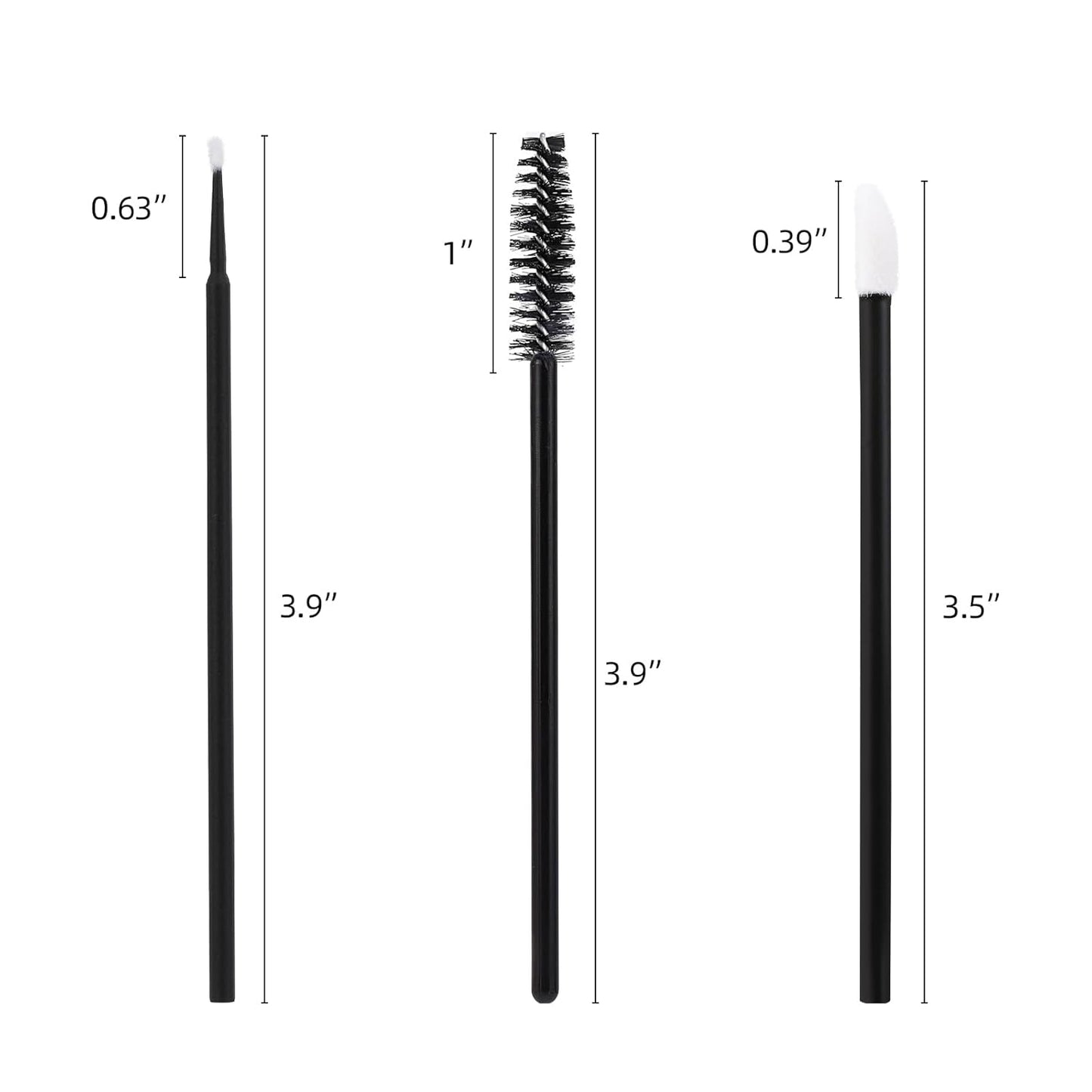 300 Pcs Spoolies Mascara Wands and Lip Brushes and Micro Swabs Applicator Disposable Eyelash Brushes Lipstick Tester Makeup Applicator Tool Black