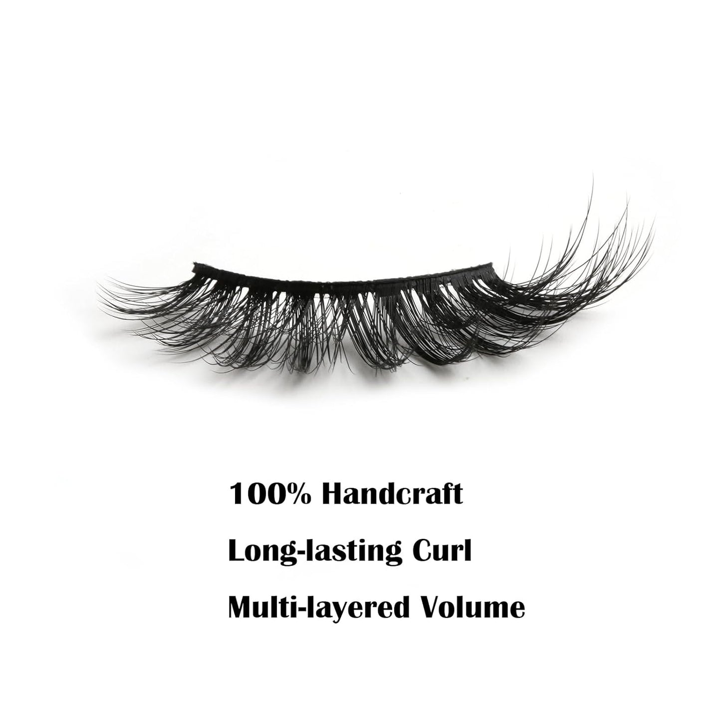 SUNWELL False Eyelashes 16mm Mink Lashes Cat Eye Faux Mink Lashes 8D Fluffy Strip Lashes Soft Wispy Luxury Volume Fake Eyelashes 10 Pairs Pack