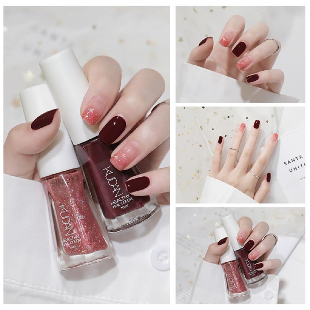 Nail Polish set - Nail Lacquer Quick Dry, Full Size, Vibrant, Colorful, Trendy, Glitter, Glossy, Metallic, Matte Nail Art Nail Shades (N12 Bean paste red, 52g)