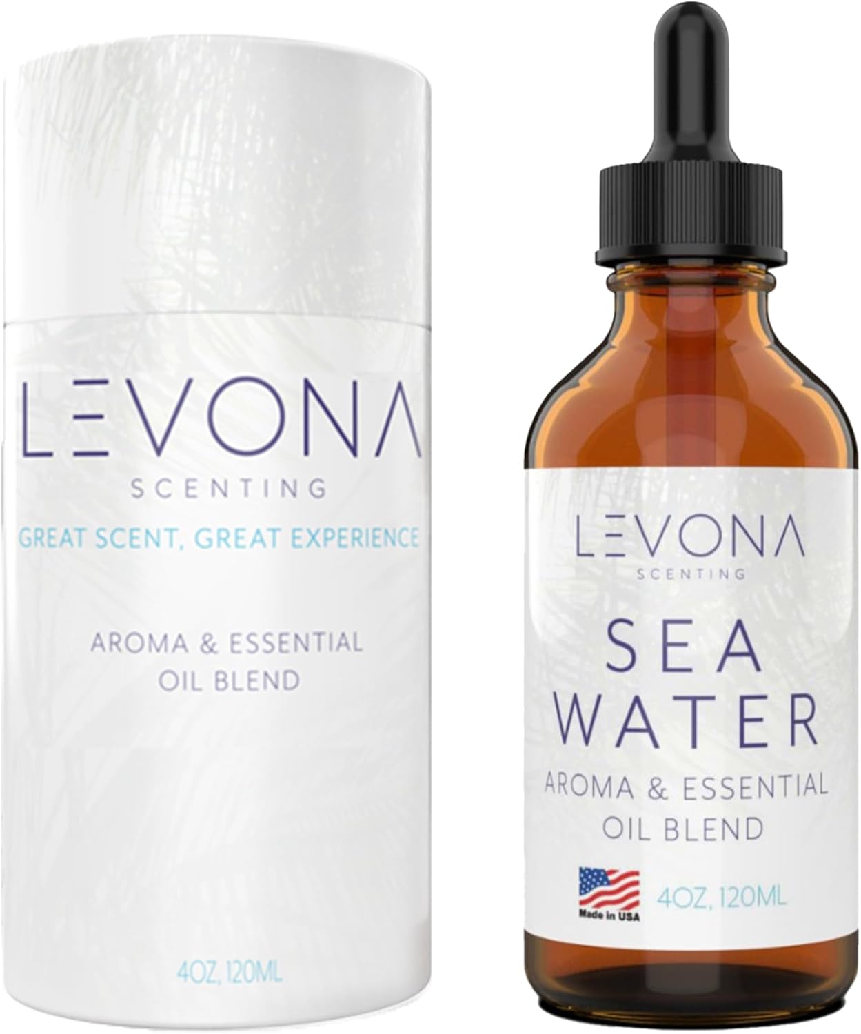 Levona Scent Essential Oils - Scents for Home, Hotel & Office Use - Perfect for Home Diffuser & Humidifiers - Aroma Fragrance Oil, Ideal for Massage, Relaxation, and Spa - Sea Water, 120ml